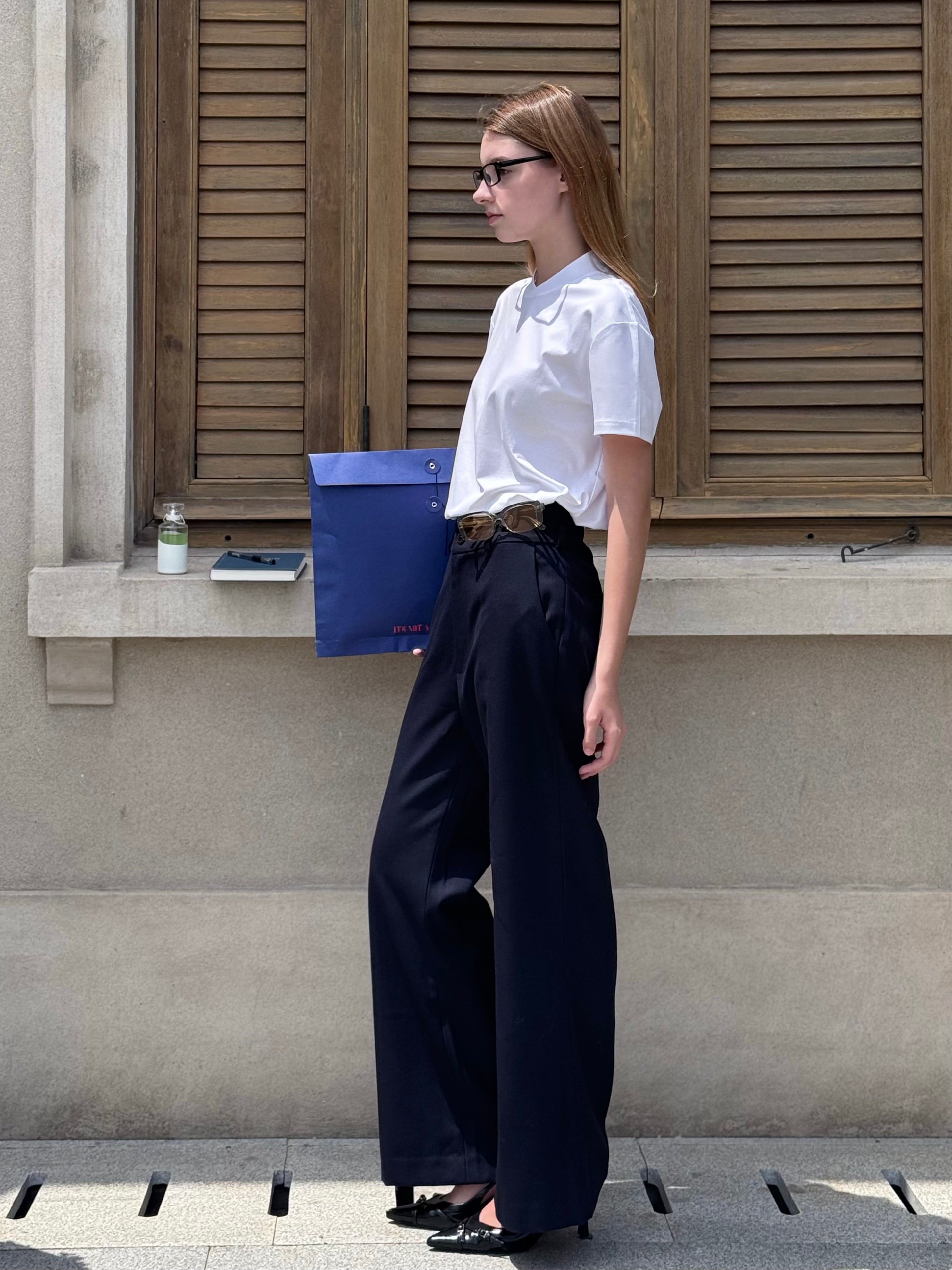 D1pS1a Wool blend casual-fit wide-leg trousers with adjustable waistband