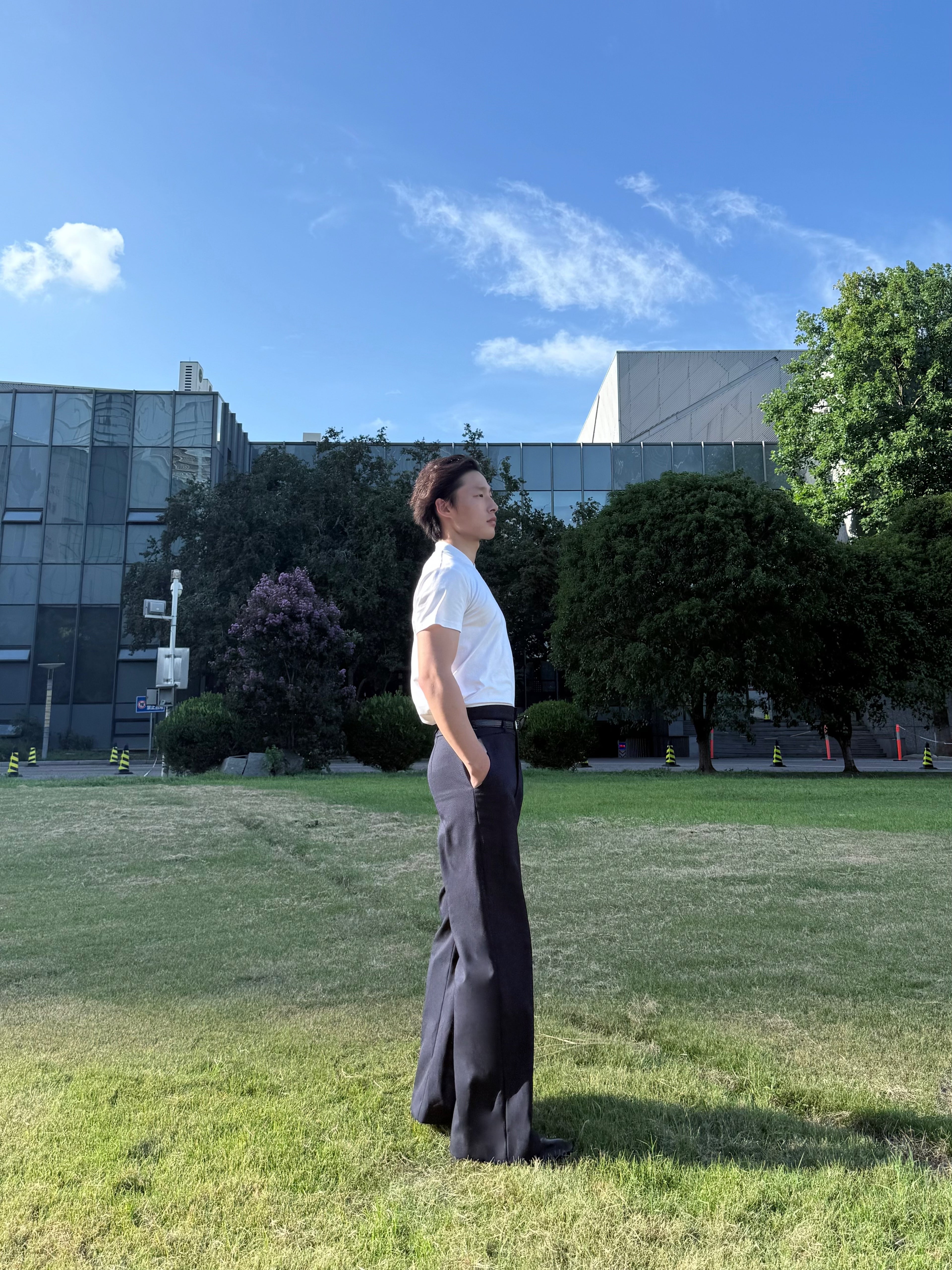 D1pS1a Wool blend casual-fit wide-leg trousers with adjustable waistband