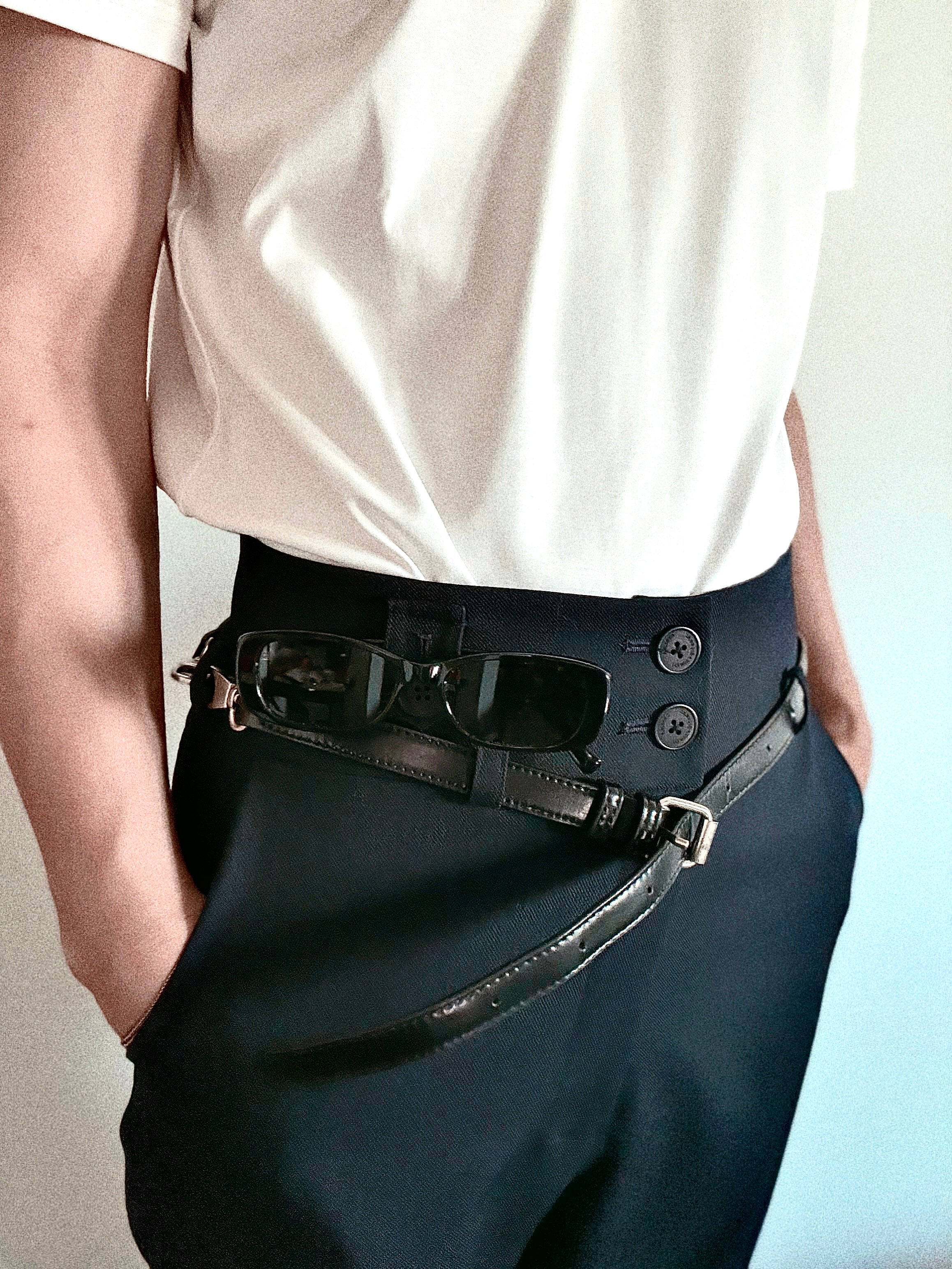 D1pS1a Wool blend casual-fit wide-leg trousers with adjustable waistband