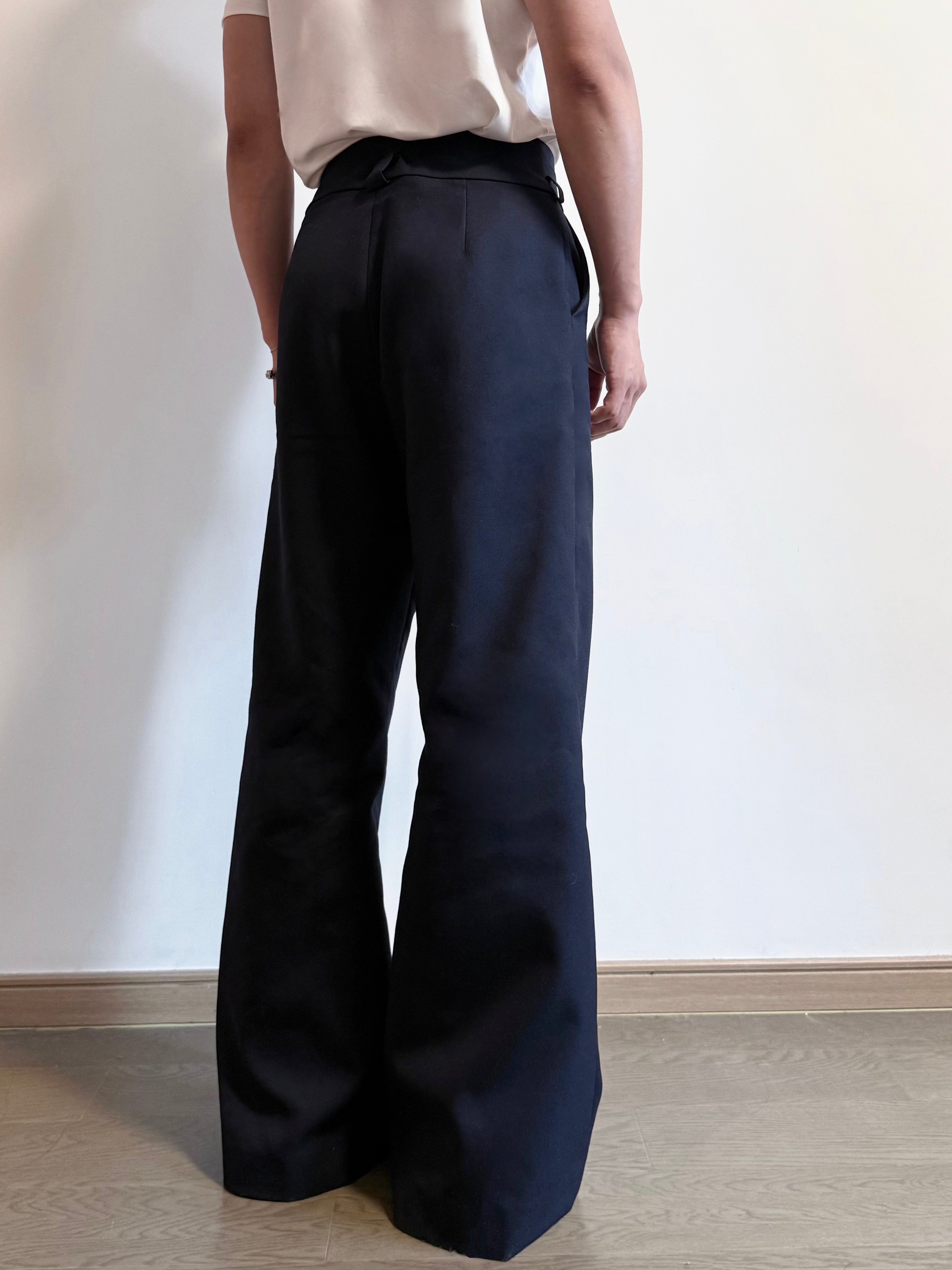 D1pS1a Wool blend casual-fit wide-leg trousers with adjustable waistband
